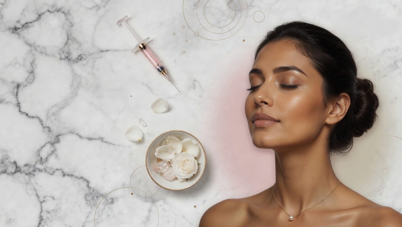 DZ Beauty aesthetics clinic, serene spa treatment with marble and rose petals